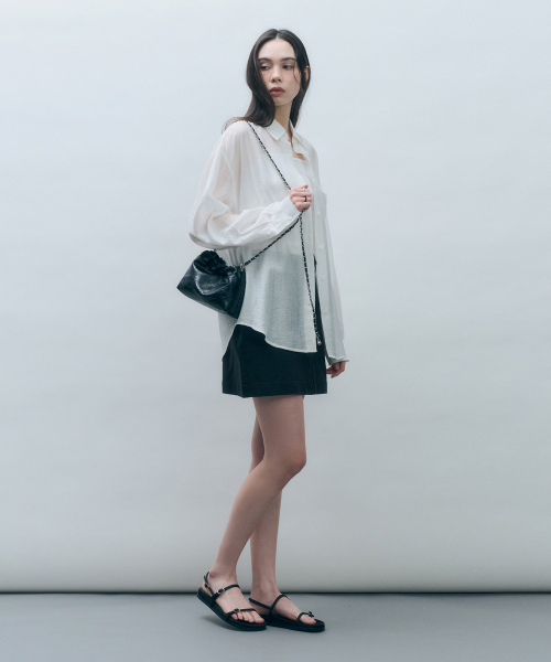MONGDOL（モンドル）の「テンセルシースルールーズフィットシャツホワイトMDSH019WHITE（シャツ/ブラウス・レディース・その他・F）」の5枚目の写真