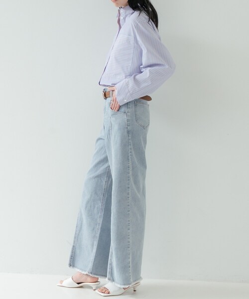 GALLEST（ギャレスト）の「ハイウエストカットオフデニム（デニムパンツ・レディース・サックスブルー/ネイビー・38）」の3枚目の写真