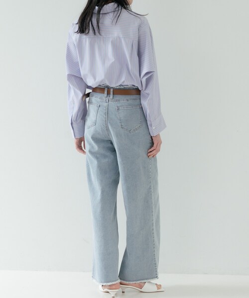 GALLEST（ギャレスト）の「ハイウエストカットオフデニム（デニムパンツ・レディース・サックスブルー/ネイビー・38）」の5枚目の写真