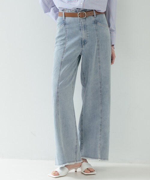 GALLEST（ギャレスト）の「ハイウエストカットオフデニム（デニムパンツ・レディース・サックスブルー/ネイビー・38）」の6枚目の写真