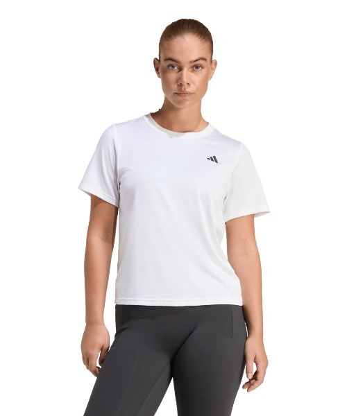 adidas(アディダス)の「アディダス adidas ワークアウト エッセンシャル クルーネック Tシャツ(Tシャツ/カットソー・レディース・ホワイト/スモークピンク・S/M/L)」の1枚目の写真