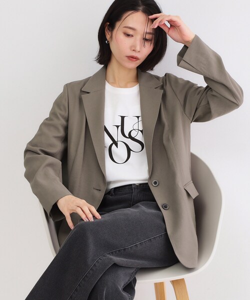 OPAQUE.CLIP（オペークドットクリップ）の「シングルテーラードジャケット【洗える/裏地なし】（テーラードジャケット・レディース・ナチュラル/ブラウン系その他/ネイビー・36/38/42/40）」の2枚目の写真