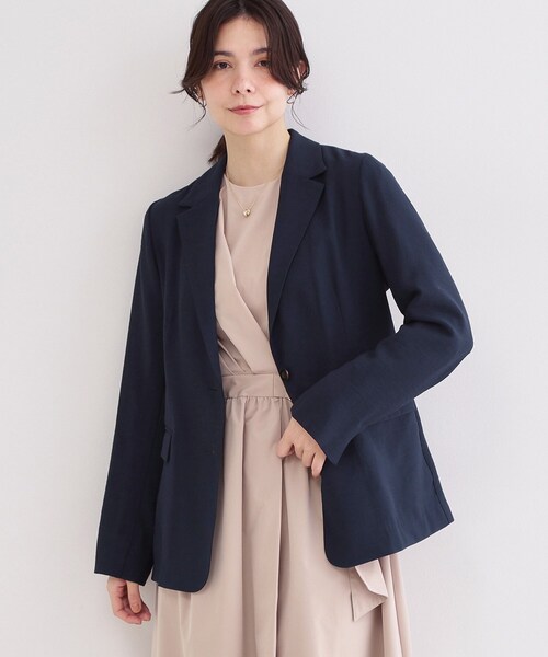 OPAQUE.CLIP（オペークドットクリップ）の「シングルテーラードジャケット【洗える/裏地なし】（テーラードジャケット・レディース・ナチュラル/ブラウン系その他/ネイビー・36/38/42/40）」の3枚目の写真