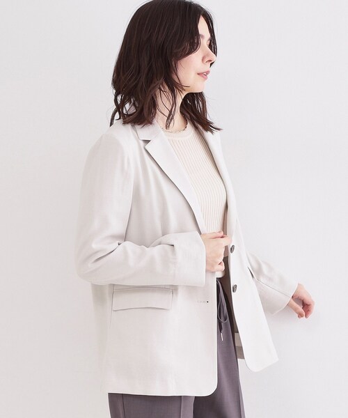 OPAQUE.CLIP（オペークドットクリップ）の「シングルテーラードジャケット【洗える/裏地なし】（テーラードジャケット・レディース・ナチュラル/ブラウン系その他/ネイビー・36/38/42/40）」の20枚目の写真