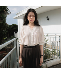 Frill Pintuck Blouse [Ivory]