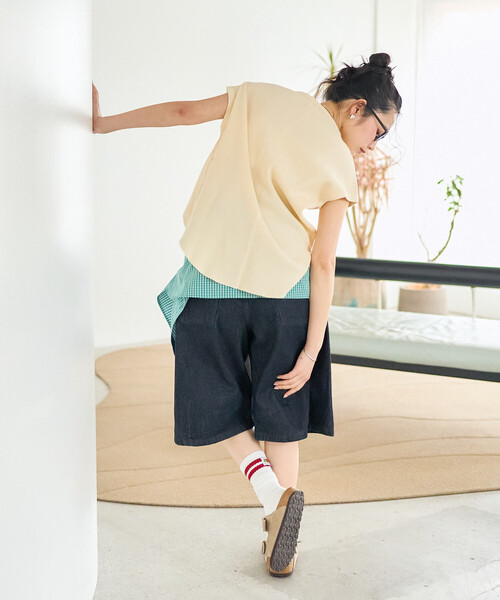 FREAK'S STORE(フリークスストア)の「FRUIT OF THE LOOM × FREAK'S STORE/フルーツオブザルーム 別注 ワッフル ヘンリーネック フレンチスリーブTシャツ(Tシャツ/カットソー・レディース・オフホワイト/その他/ブラック/ライトグレー・フリ-)」の7枚目の写真