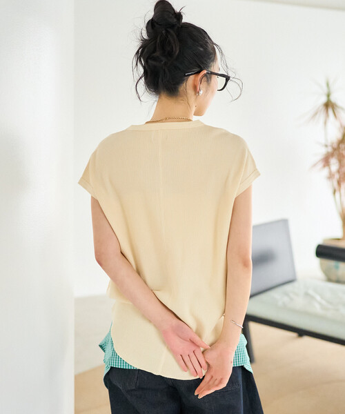 FREAK'S STORE(フリークスストア)の「FRUIT OF THE LOOM × FREAK'S STORE/フルーツオブザルーム 別注 ワッフル ヘンリーネック フレンチスリーブTシャツ(Tシャツ/カットソー・レディース・オフホワイト/その他/ブラック/ライトグレー・フリ-)」の12枚目の写真
