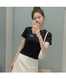 ポイントクロップピンタック半袖Tシャツ [2色]