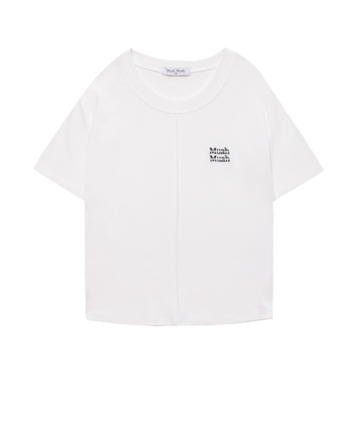 muahmuah（ムーアムーア）の「ポイントクロップピンタック半袖Tシャツ [2色]（Tシャツ/カットソー・レディース・ブラック/アイボリー・FREE）」の6枚目の写真
