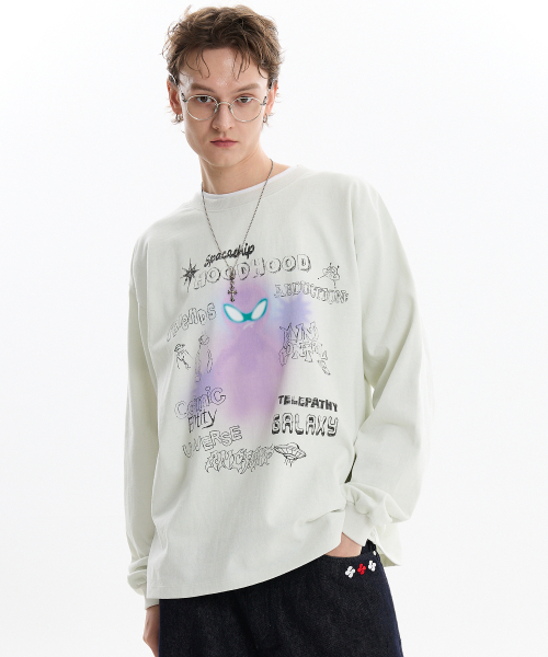 HOODHOOD(フッドフッド)の「スプレーエイリアンロングスリーブTシャツアイボリー(Tシャツ/カットソー・メンズ・その他・1/2)」の4枚目の写真