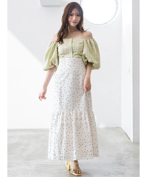 MERCURYDUO（マーキュリーデュオ）の「2WAYチェックオフショルベアブラウス（シャツ/ブラウス・レディース・ブルー/ライム・FREE）」の7枚目の写真