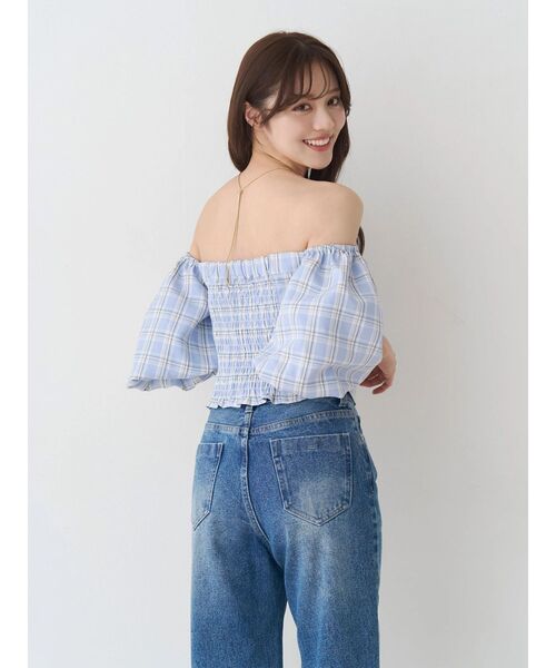 MERCURYDUO（マーキュリーデュオ）の「2WAYチェックオフショルベアブラウス（シャツ/ブラウス・レディース・ブルー/ライム・FREE）」の13枚目の写真