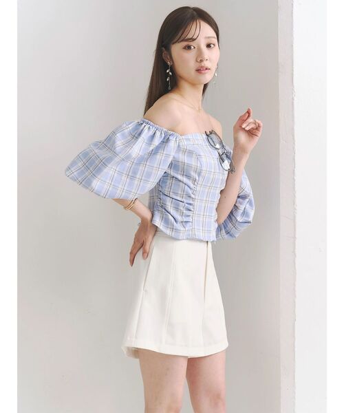 MERCURYDUO（マーキュリーデュオ）の「2WAYチェックオフショルベアブラウス（シャツ/ブラウス・レディース・ブルー/ライム・FREE）」の17枚目の写真