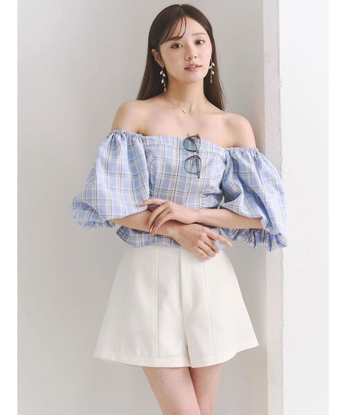 MERCURYDUO（マーキュリーデュオ）の「2WAYチェックオフショルベアブラウス（シャツ/ブラウス・レディース・ブルー/ライム・FREE）」の19枚目の写真