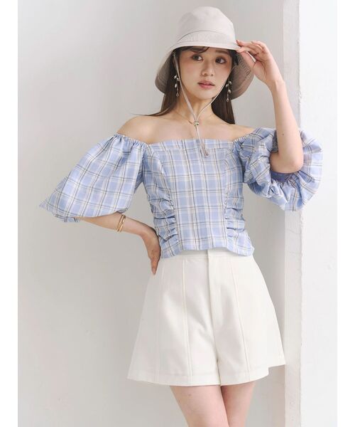 MERCURYDUO（マーキュリーデュオ）の「2WAYチェックオフショルベアブラウス（シャツ/ブラウス・レディース・ブルー/ライム・FREE）」の20枚目の写真