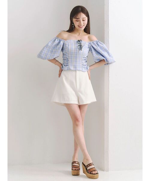 MERCURYDUO（マーキュリーデュオ）の「2WAYチェックオフショルベアブラウス（シャツ/ブラウス・レディース・ブルー/ライム・FREE）」の22枚目の写真