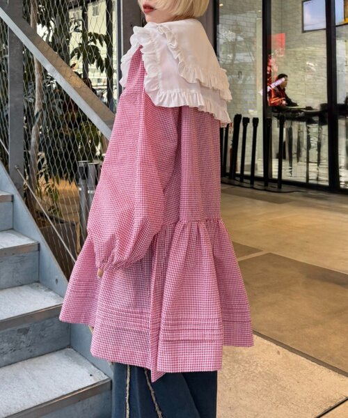 w closet(ダブルクローゼット)の「衿付きミニワンピース(スカート・レディース・レッド/ブラック・FREE)」の10枚目の写真