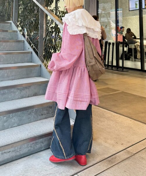 w closet(ダブルクローゼット)の「衿付きミニワンピース(スカート・レディース・レッド/ブラック・FREE)」の14枚目の写真