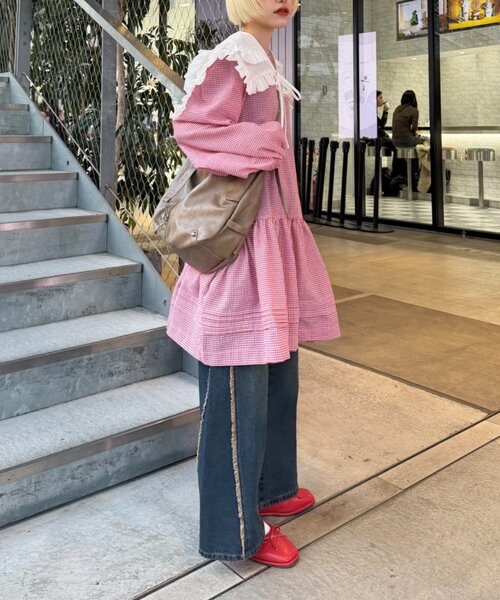 w closet(ダブルクローゼット)の「衿付きミニワンピース(スカート・レディース・レッド/ブラック・FREE)」の16枚目の写真