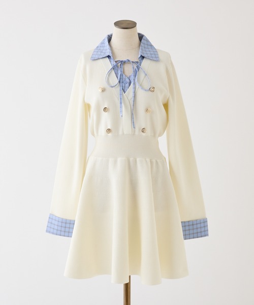 one after another NICE CLAUP(ワンアフターアナザーナイスクラップ)の「シャツドッキングミニワンピース(ワンピース・レディース・ブラック系その他/ホワイト系その他/ネイビー系・MEDIUM/SMALL)」の2枚目の写真