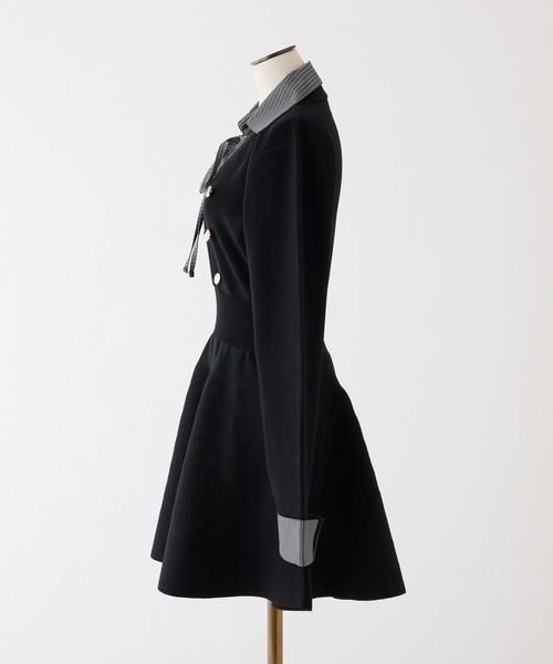 one after another NICE CLAUP(ワンアフターアナザーナイスクラップ)の「シャツドッキングミニワンピース(ワンピース・レディース・ブラック系その他/ホワイト系その他/ネイビー系・MEDIUM/SMALL)」の4枚目の写真