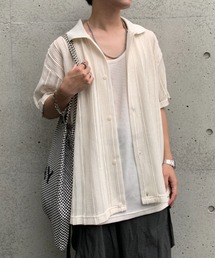 【2点セット】半袖レースシャツ×ワッフルタンクトップ