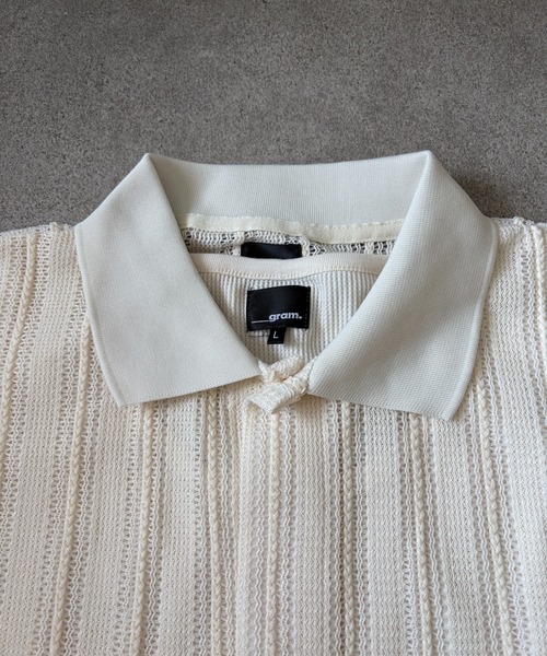 link lot(リンクロット)の「【2点セット】半袖レースシャツ×ワッフルタンクトップ(シャツ/ブラウス・メンズ・ベージュ/ブラック/アイボリー・M/L)」の15枚目の写真