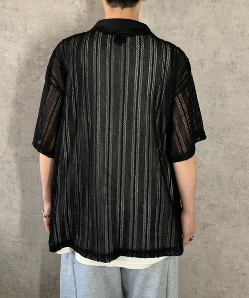 link lot(リンクロット)の「【2点セット】半袖レースシャツ×ワッフルタンクトップ(シャツ/ブラウス・メンズ・ベージュ/ブラック/アイボリー・M/L)」の12枚目の写真