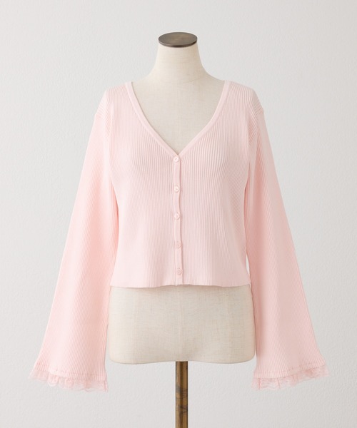 one after another NICE CLAUP(ワンアフターアナザーナイスクラップ)の「袖レースカーディガン(カーディガン/ボレロ・レディース・ブラック/ピンク/ミント/オフホワイト・FREE)」の6枚目の写真