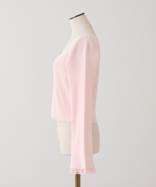 one after another NICE CLAUP(ワンアフターアナザーナイスクラップ)の「袖レースカーディガン(カーディガン/ボレロ・レディース・ブラック/ピンク/ミント/オフホワイト・FREE)」の7枚目の写真