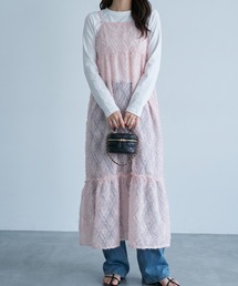 ロングワンピース フリンジマキシ丈Aライン上品 大人カジュアル キャミワンピース高級感体型カバーキレイめ 秋冬