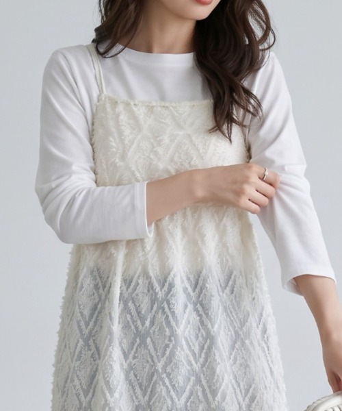 umune(ウムネ)の「ロングワンピース フリンジマキシ丈Aライン上品 大人カジュアル キャミワンピース高級感体型カバーキレイめ 秋冬(ワンピース・レディース・ブラック/アイボリー/ベビーピンク・FREE)」の16枚目の写真