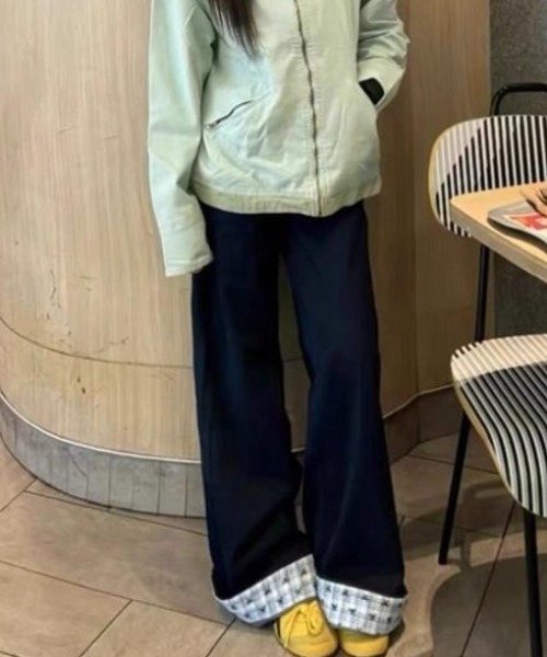 Vipoa(ヴィポア)の「チェックリボンロールアップデニム(デニムパンツ・レディース・ネイビー・MEDIUM/LARGE)」の15枚目の写真