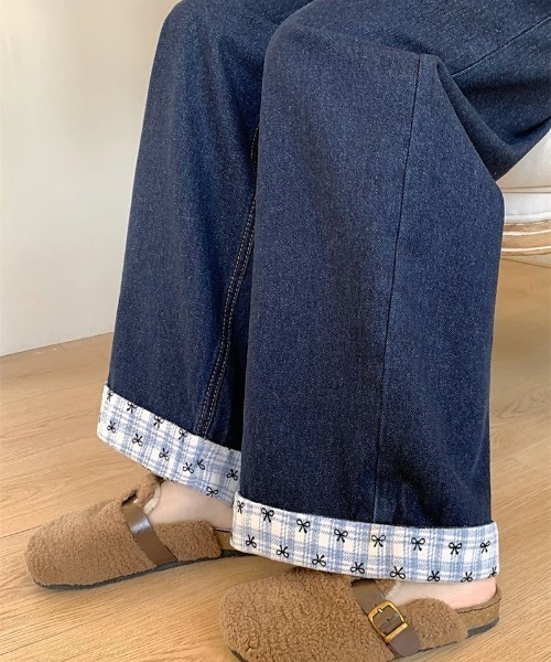 Vipoa(ヴィポア)の「チェックリボンロールアップデニム(デニムパンツ・レディース・ネイビー・MEDIUM/LARGE)」の16枚目の写真