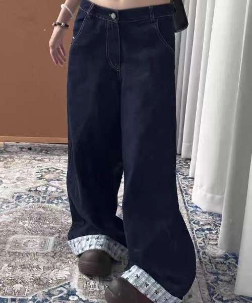 Vipoa(ヴィポア)の「チェックリボンロールアップデニム(デニムパンツ・レディース・ネイビー・MEDIUM/LARGE)」の18枚目の写真