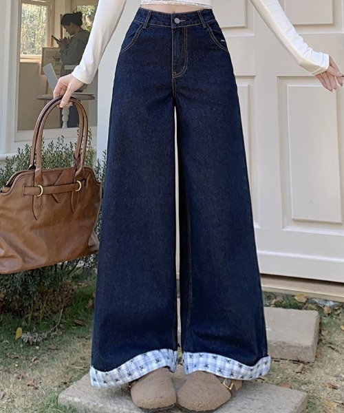Vipoa(ヴィポア)の「チェックリボンロールアップデニム(デニムパンツ・レディース・ネイビー・MEDIUM/LARGE)」の22枚目の写真