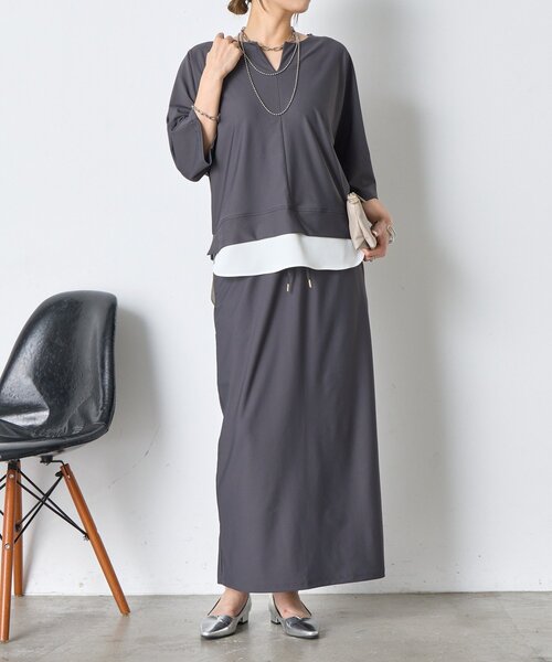 Jena espace merveilleux（ジェナ　エスパスメルヴェイユ）の「ドルマンセットアップ（ワンピース・レディース・チャコールグレー/カーキ・FREE）」の2枚目の写真