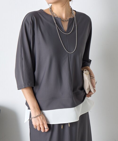 Jena espace merveilleux（ジェナ　エスパスメルヴェイユ）の「ドルマンセットアップ（ワンピース・レディース・チャコールグレー/カーキ・FREE）」の12枚目の写真