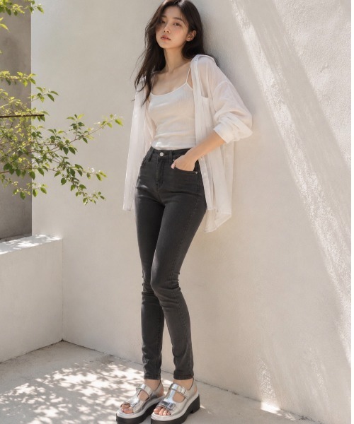 Dolce Fiora(ドルチェフィオラ)の「良く伸びてもたつかないストレッチスキニーパンツ/ストレッチ/スキニー(その他パンツ・レディース・チャコールグレー/ブラック・M/L)」の5枚目の写真