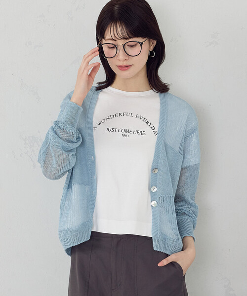 COMME CA ISM（コムサイズム）の「日本製ホールガーメント  和紙カーディガン（カーディガン/ボレロ・レディース・ネイビー/ベージュ/サックスブルー/レッド・FREE）」の4枚目の写真