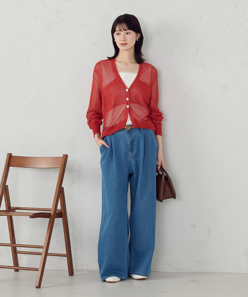 COMME CA ISM（コムサイズム）の「日本製ホールガーメント  和紙カーディガン（カーディガン/ボレロ・レディース・ネイビー/ベージュ/サックスブルー/レッド・FREE）」の22枚目の写真