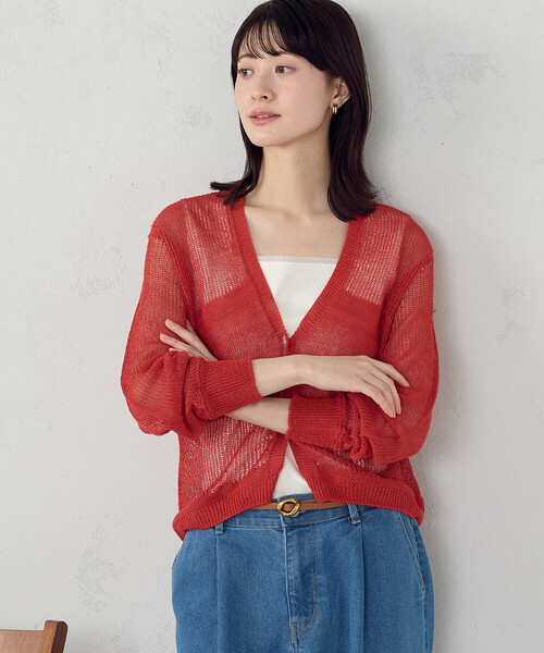 COMME CA ISM（コムサイズム）の「日本製ホールガーメント  和紙カーディガン（カーディガン/ボレロ・レディース・ネイビー/ベージュ/サックスブルー/レッド・FREE）」の20枚目の写真