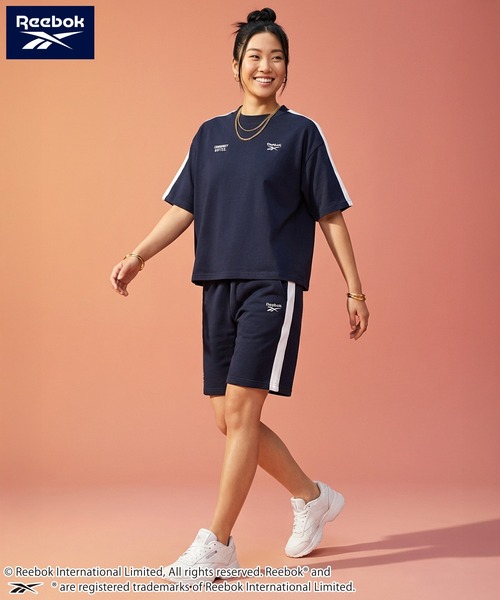 Reebok（リーボック）の「Reebok リーボック 上下セット セットアップ 薄手ミニ裏毛 半袖Tシャツ+ハーフパンツ（セットアップ・メンズ・グレー/アッシュグレー/ブラック/ネイビー・L/LL/M）」の4枚目の写真