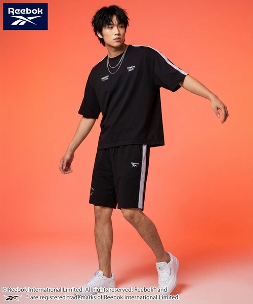 Reebok（リーボック）の「Reebok リーボック 上下セット セットアップ 薄手ミニ裏毛 半袖Tシャツ+ハーフパンツ（セットアップ・メンズ・グレー/アッシュグレー/ブラック/ネイビー・L/LL/M）」の2枚目の写真