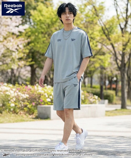 Reebok（リーボック）の「Reebok リーボック 上下セット セットアップ 薄手ミニ裏毛 半袖Tシャツ+ハーフパンツ（セットアップ・メンズ・グレー/アッシュグレー/ブラック/ネイビー・L/LL/M）」の16枚目の写真