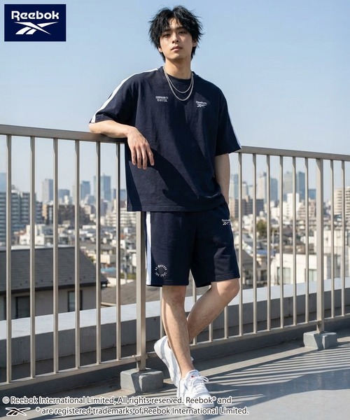 Reebok（リーボック）の「Reebok リーボック 上下セット セットアップ 薄手ミニ裏毛 半袖Tシャツ+ハーフパンツ（セットアップ・メンズ・グレー/アッシュグレー/ブラック/ネイビー・L/LL/M）」の20枚目の写真