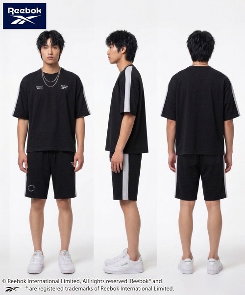 Reebok（リーボック）の「Reebok リーボック 上下セット セットアップ 薄手ミニ裏毛 半袖Tシャツ+ハーフパンツ（セットアップ・メンズ・グレー/アッシュグレー/ブラック/ネイビー・L/LL/M）」の22枚目の写真