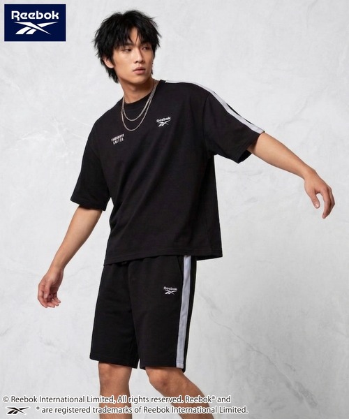 Reebok（リーボック）の「Reebok リーボック 上下セット セットアップ 薄手ミニ裏毛 半袖Tシャツ+ハーフパンツ（セットアップ・メンズ・グレー/アッシュグレー/ブラック/ネイビー・L/LL/M）」の7枚目の写真