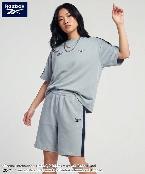 Reebok（リーボック）の「Reebok リーボック 上下セット セットアップ 薄手ミニ裏毛 半袖Tシャツ+ハーフパンツ（セットアップ・メンズ・グレー/アッシュグレー/ブラック/ネイビー・L/LL/M）」の15枚目の写真