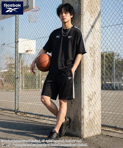 Reebok（リーボック）の「Reebok リーボック 上下セット セットアップ 薄手ミニ裏毛 半袖Tシャツ+ハーフパンツ（セットアップ・メンズ・グレー/アッシュグレー/ブラック/ネイビー・L/LL/M）」の8枚目の写真